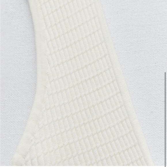 Zara Wide Strap Cropped Knit Sweater Top Ivory NWT - Picture 5 of 8